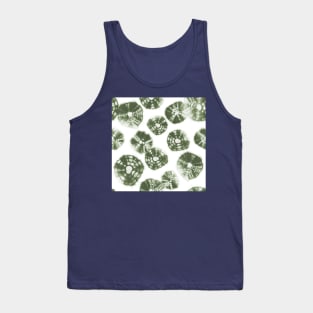 Shibori Kumo tie dye sage green dots over white Tank Top